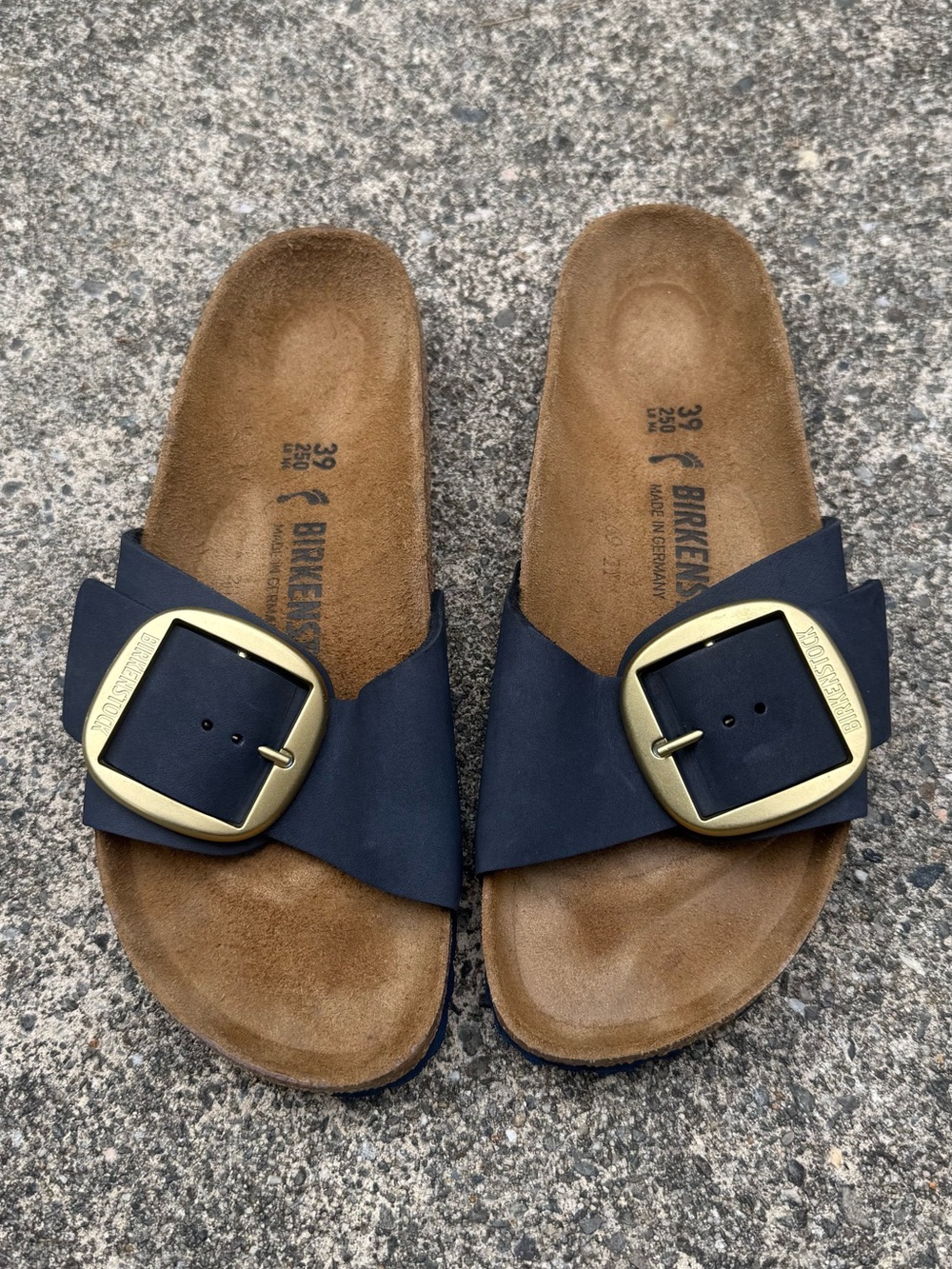 Birkenstock Madrid Big Buckle Sandals | Matte Black + Gold | EU 39 / US 8–8.5
